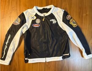 Harley Davidson Mesh Motorcycle Jacket Men's 2XL Black White Patch Biker 2012